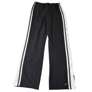 Nike Vintage Track Pants Black White Side Stripe Mesh Wide Leg Mens Medium